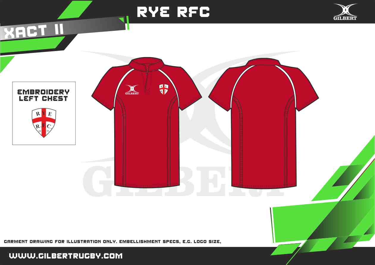 gilbert-rugby-xact-ii-monochrome-shirt-rye-rugby-club-adulto-maglia-gara-rossa image 2