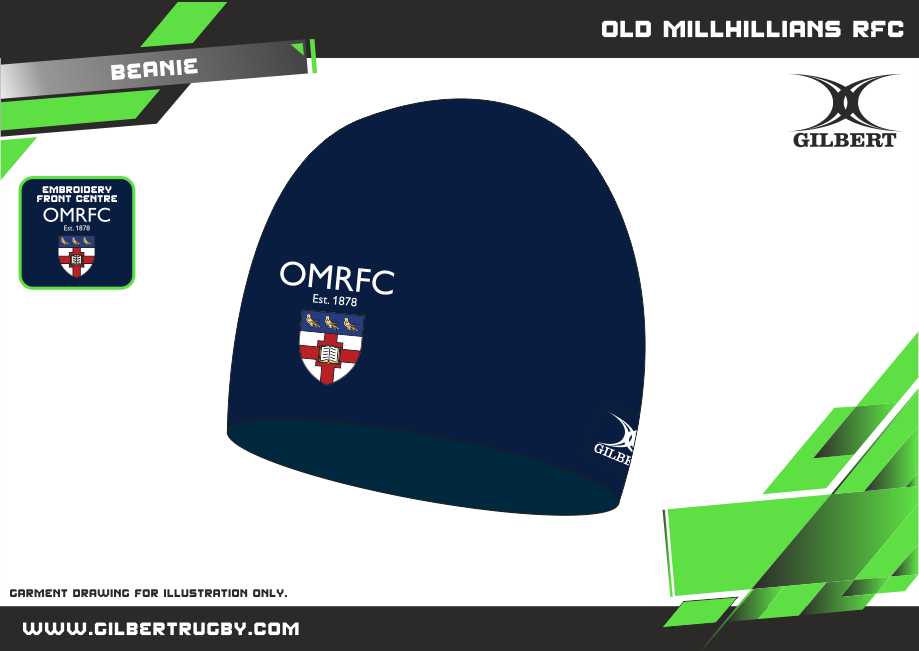 gilbert-rugby-pro-berretto-beanie-old-millhillians-rfc-blu-navy image 2