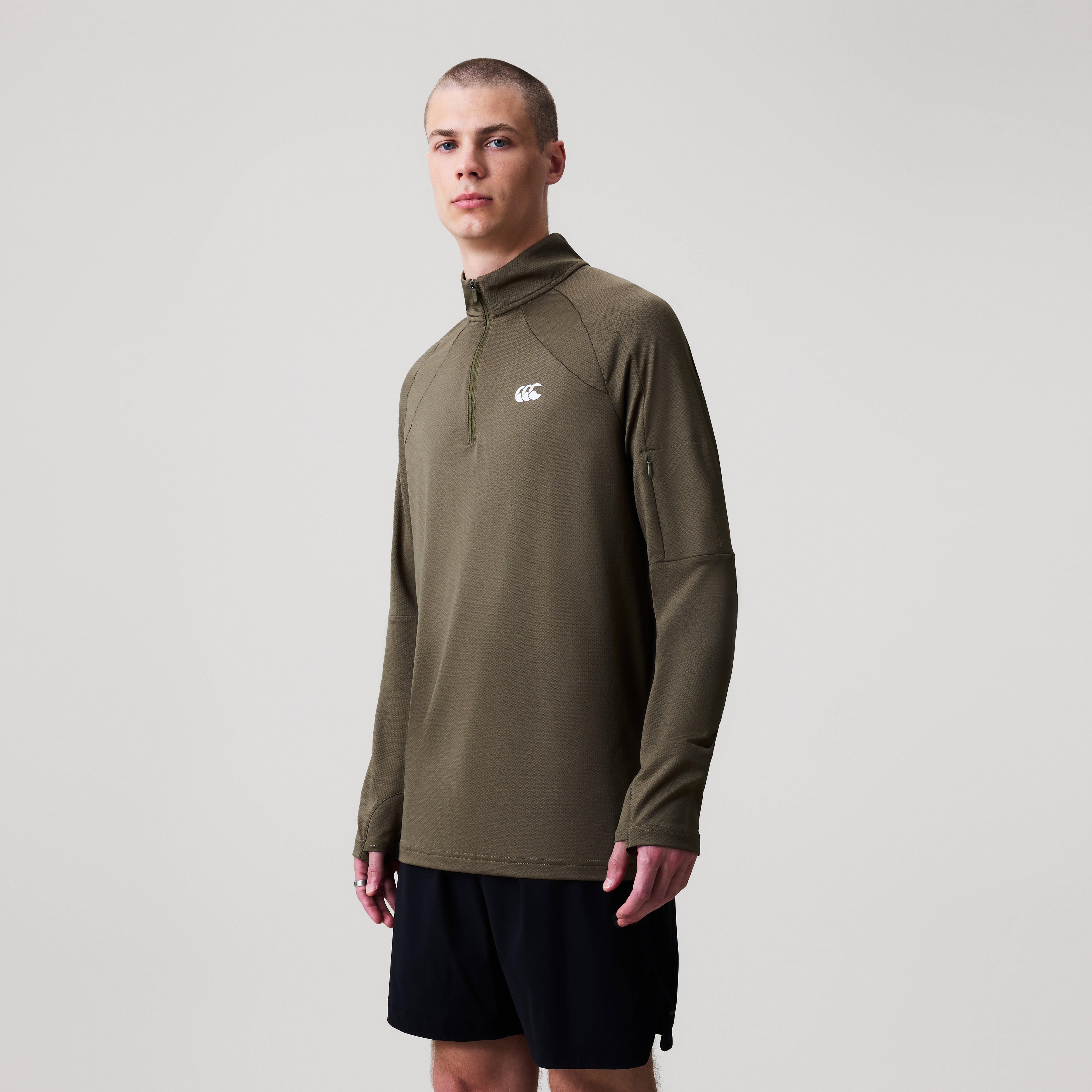 canterbury-tempo-felpa-1-4-zip-uomo-verde-performance image 4
