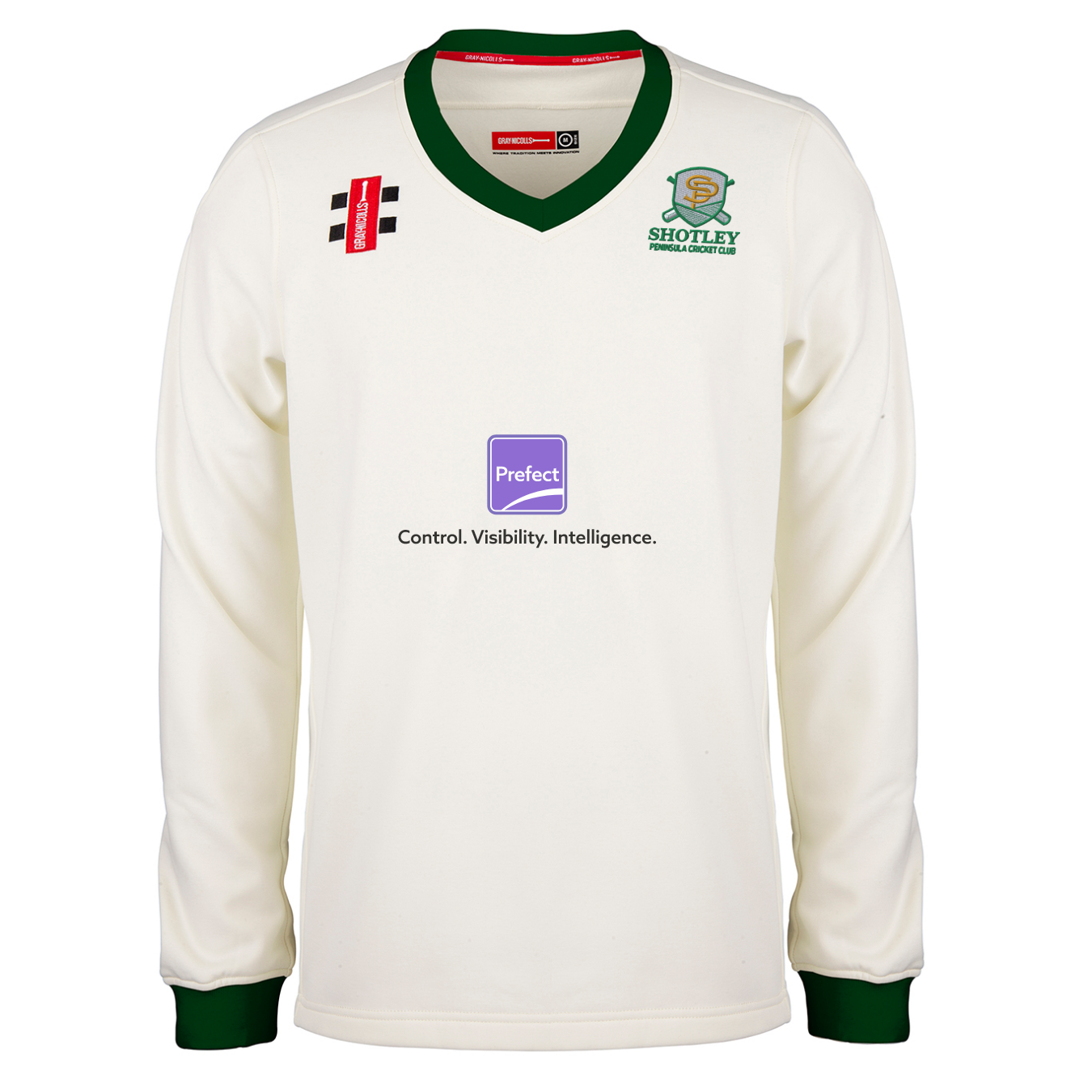 gray-nicolls-pro-performance-maglione-cricket-match-senior-avorio-verde image 1