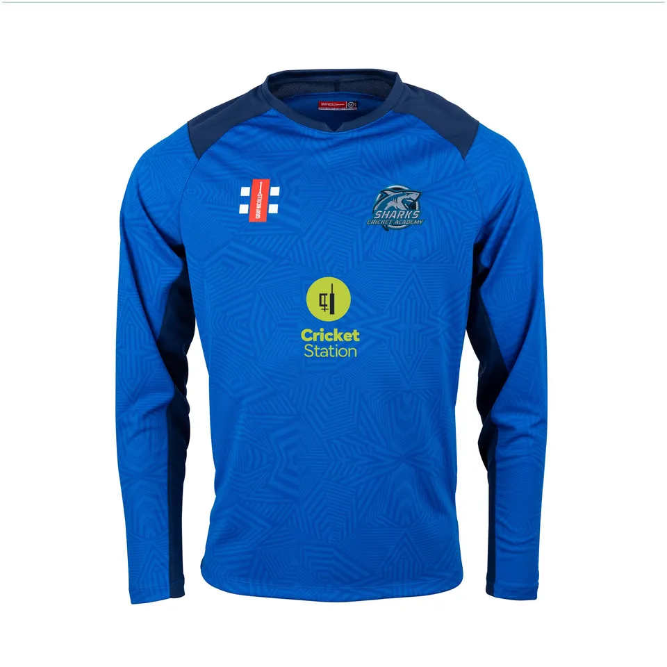 gray-nicolls-pro-t20-maglia-cricket-m-l-senior-sharks-academy-royal-navy image 1