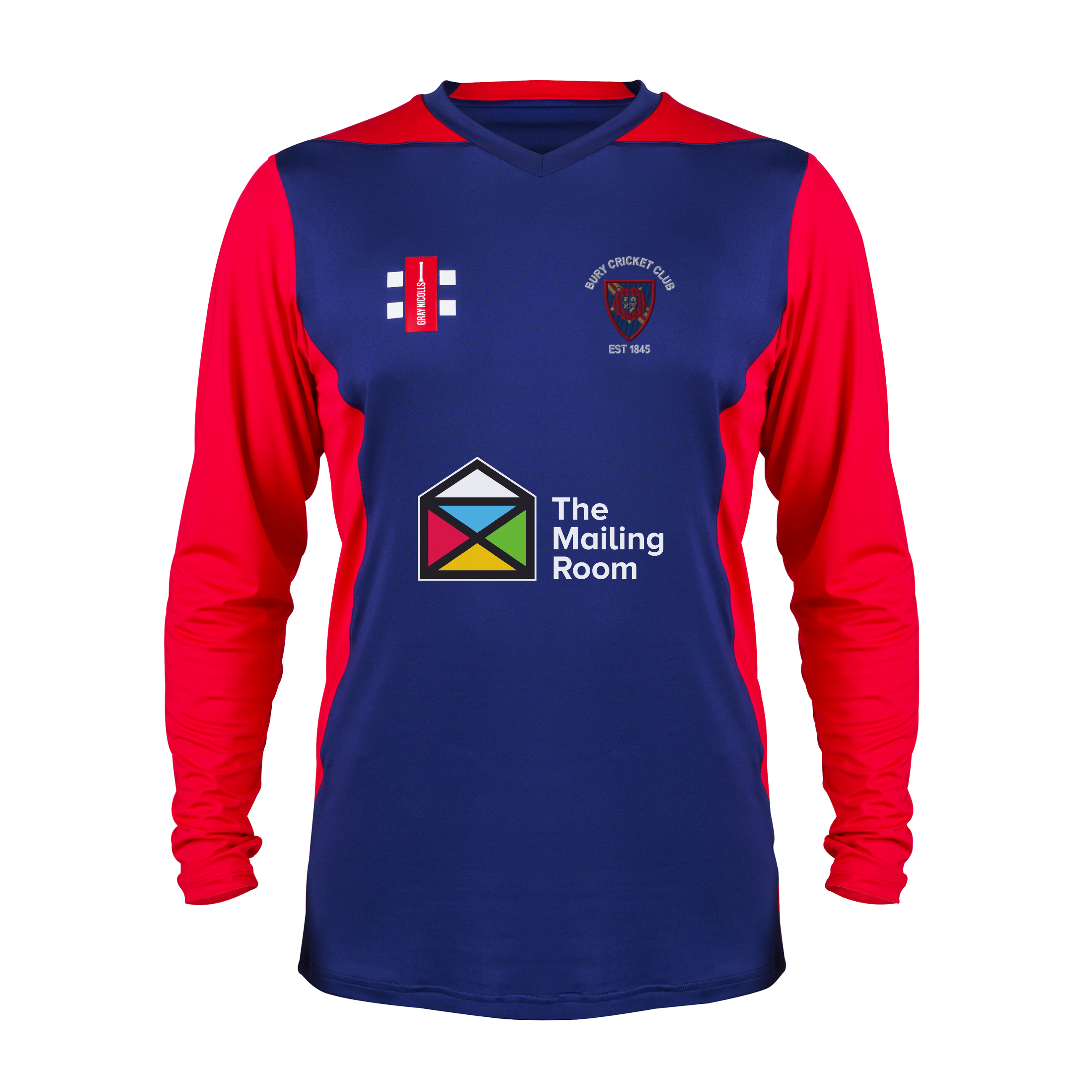 gray-nicolls-t20-maglia-cricket-manica-lunga-junior-navy-rosso-bury-cc image 1