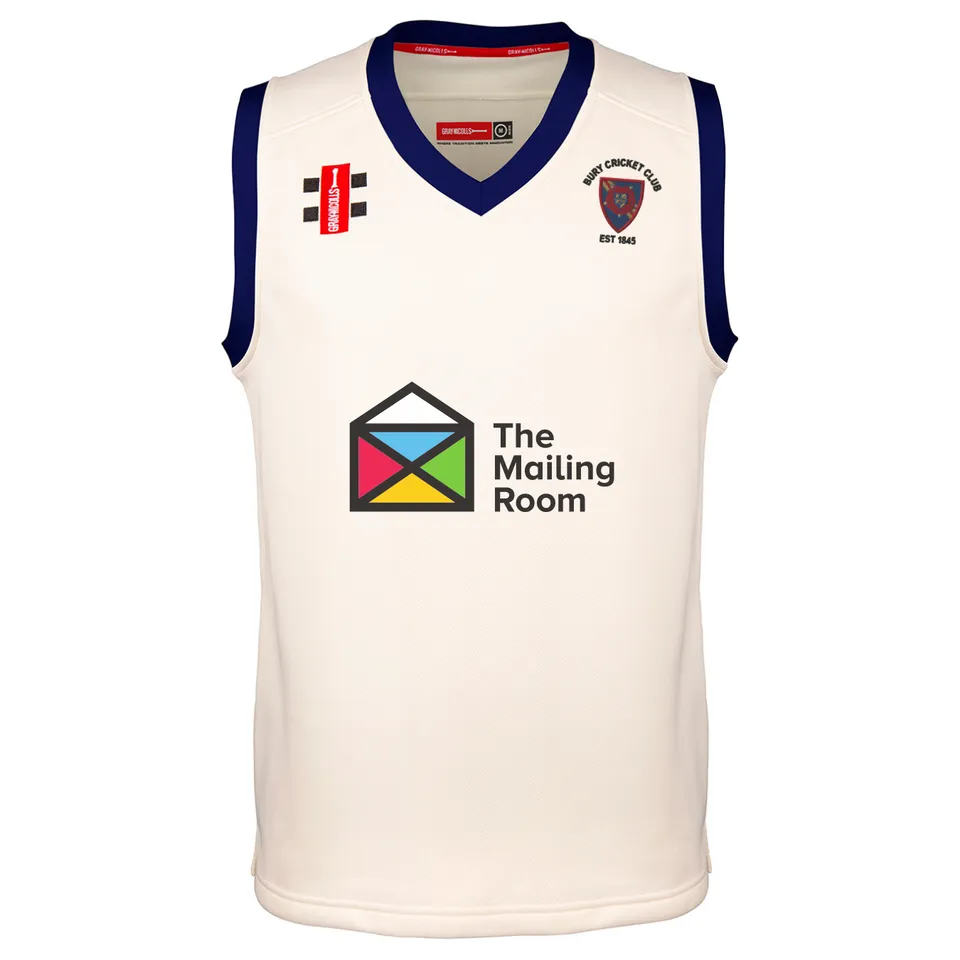 gray-nicolls-bury-cc-junior-pro-performance-match-slipover-avorio-navy image 1