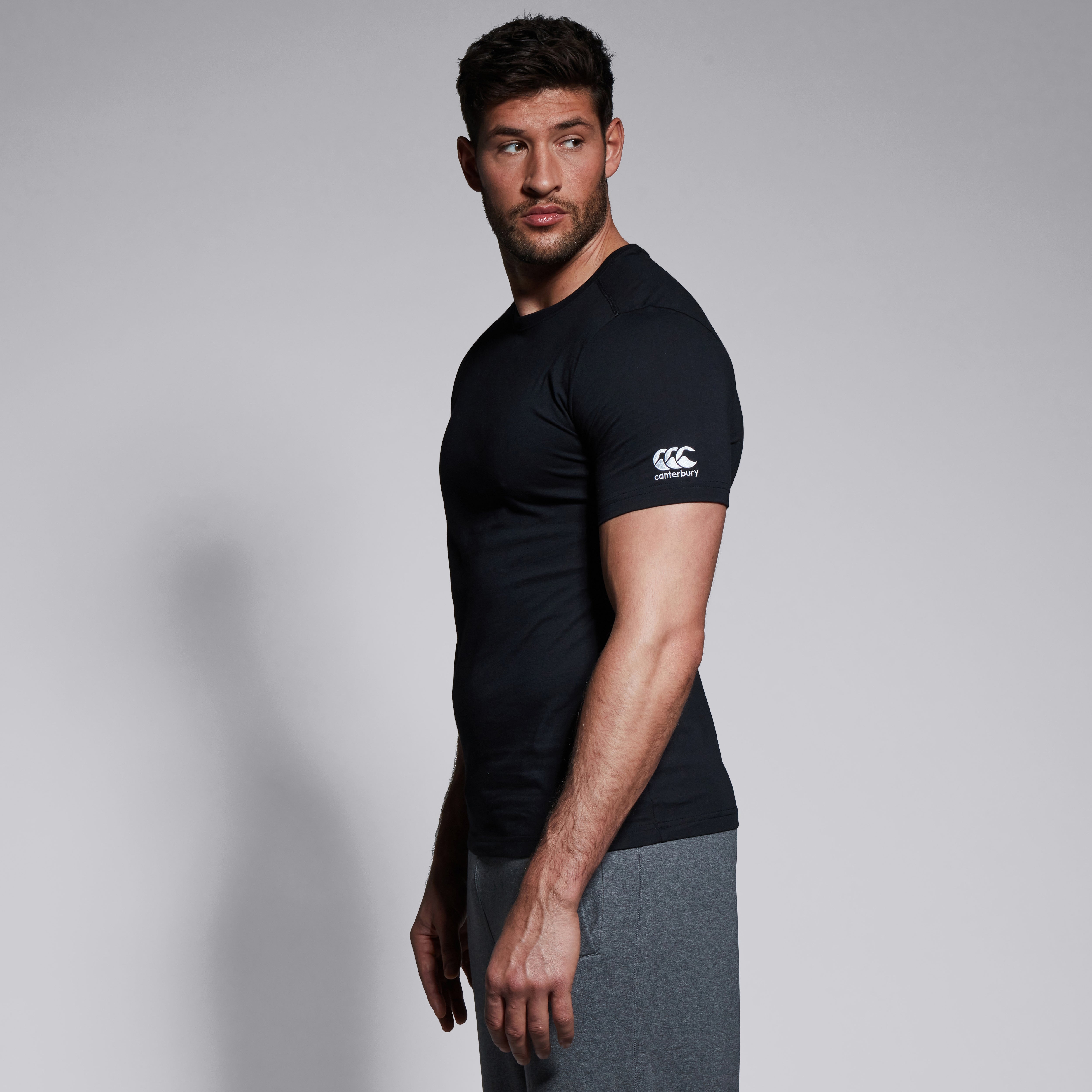 canterbury-club-plain-tee-t-shirt-uomo-nera-personalizzabile image 3