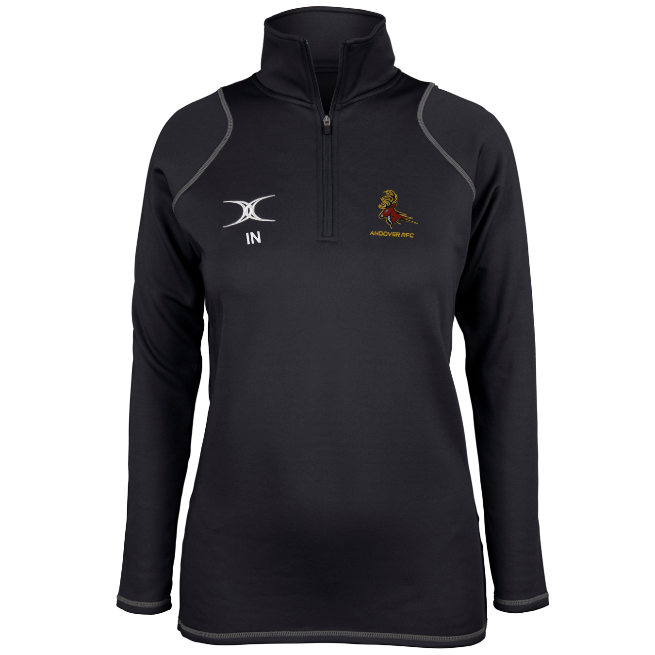 gilbert-rugby-quest-pile-1-4-zip-andover-rfc-donna-nero image 1