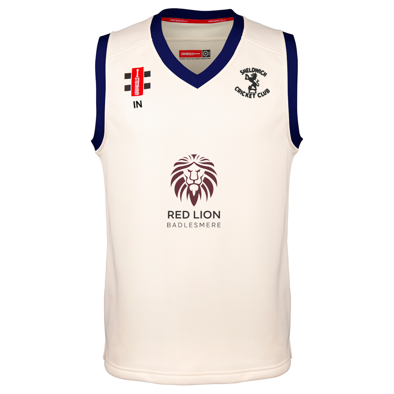 gray-nicolls-sheldwich-cc-pro-performance-slipover-cricket-senior-avorio-navy image 1