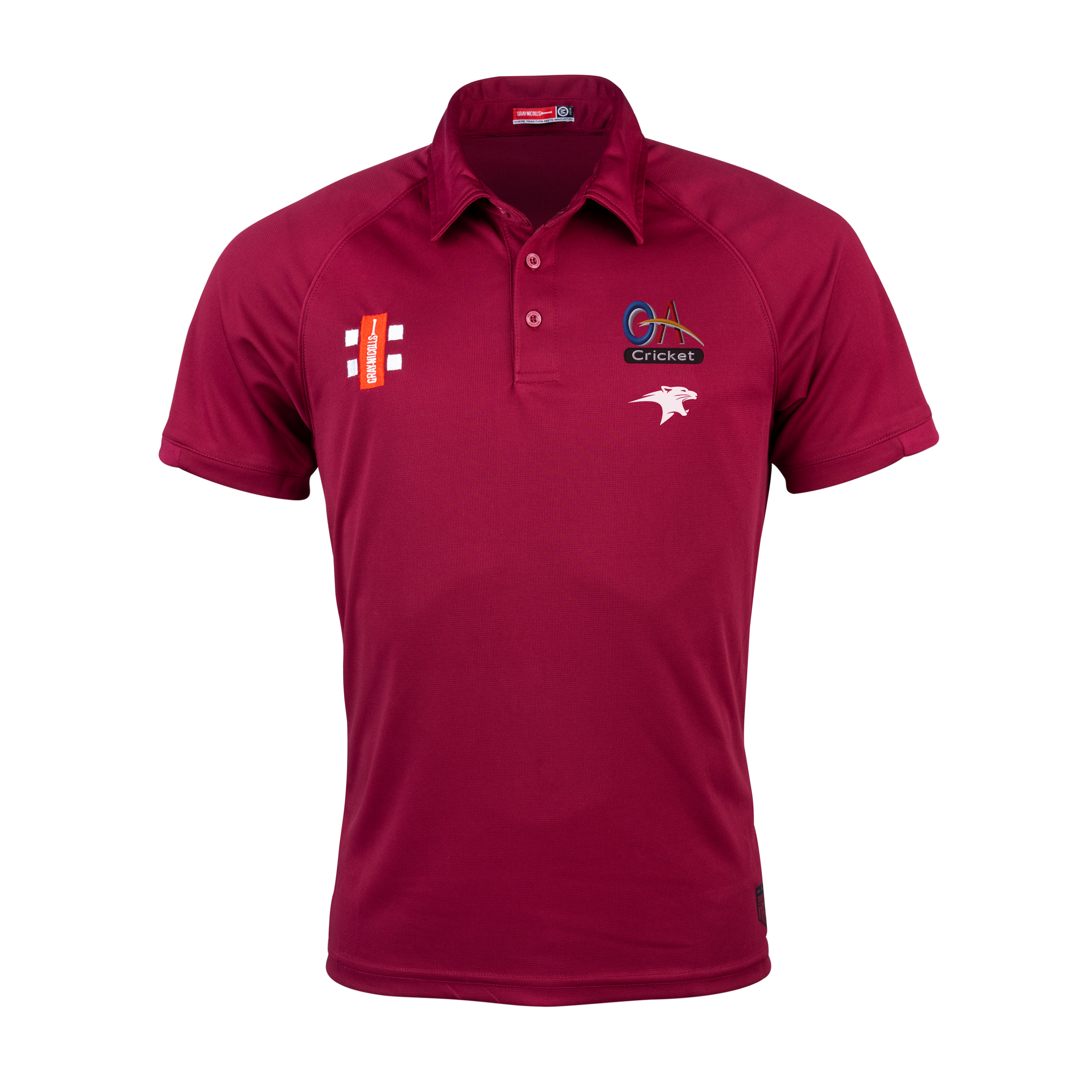 gray-nicolls-old-albanian-cc-senior-matrix-v2-polo-manica-corta-maroon-coach-pan image 1