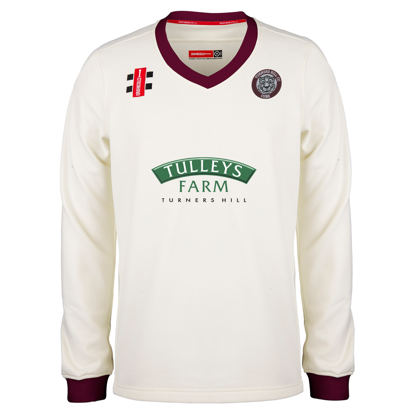 gray-nicolls-turners-hill-cc-maglione-match-pro-performance-bambino-avorio-borde image 1