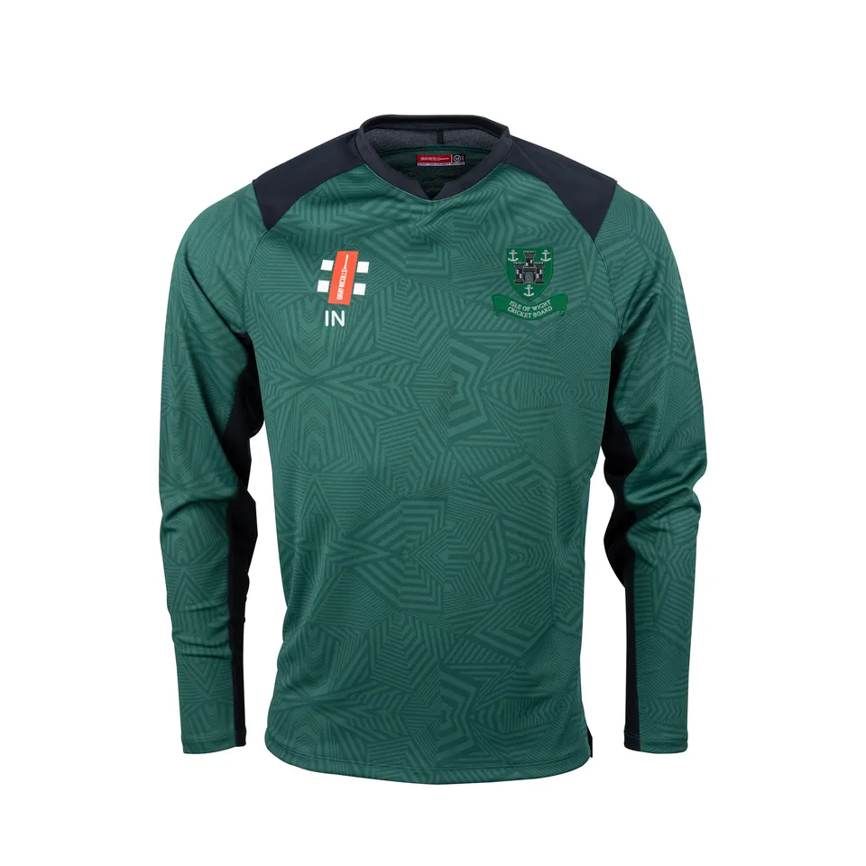 gray-nicolls-isle-of-wight-pro-t20-maglia-cricket-junior-verde-nero-manica-lunga image 1