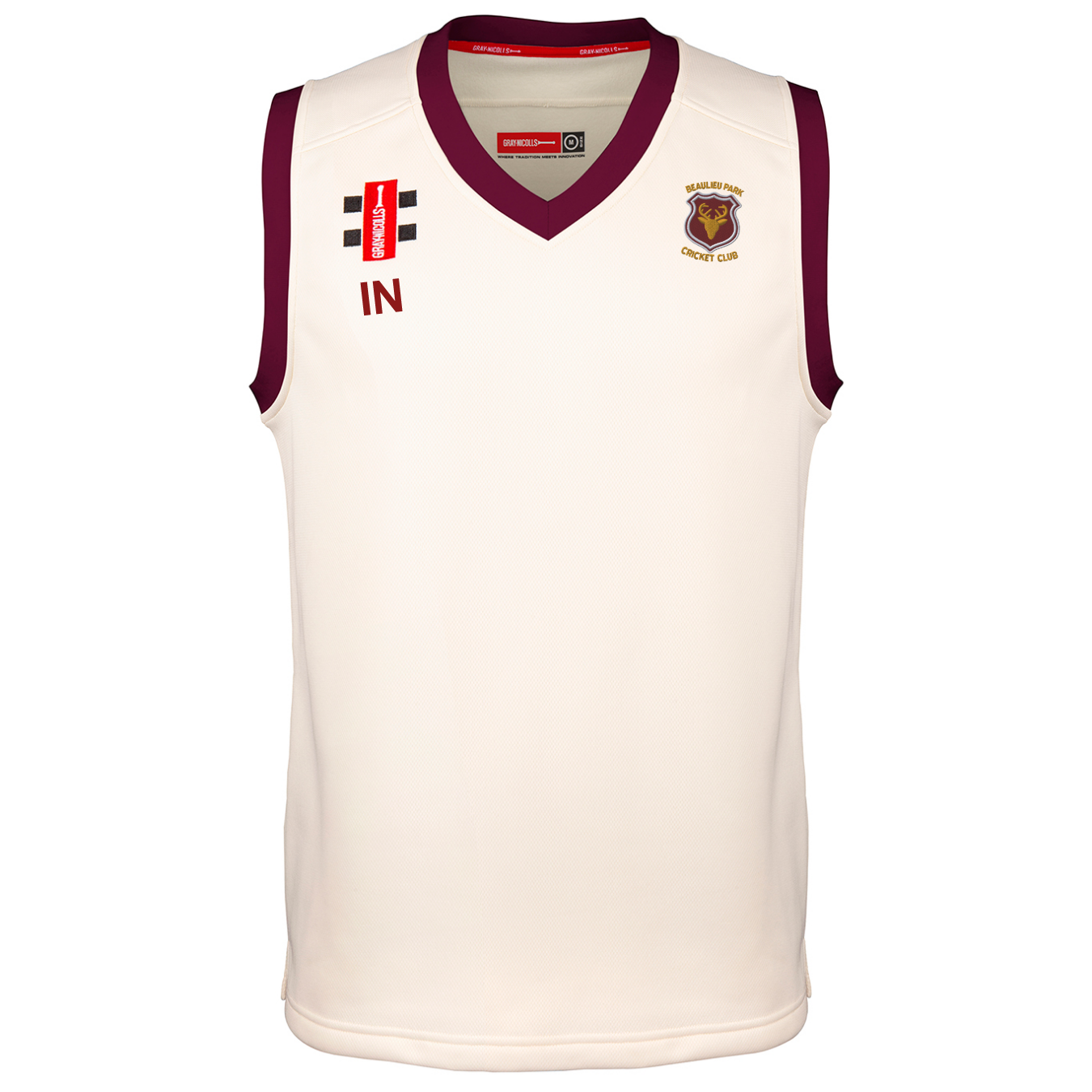 gray-nicolls-pro-performance-gilet-cricket-match-avorio-bordeaux-beaulieu-park-c image 1