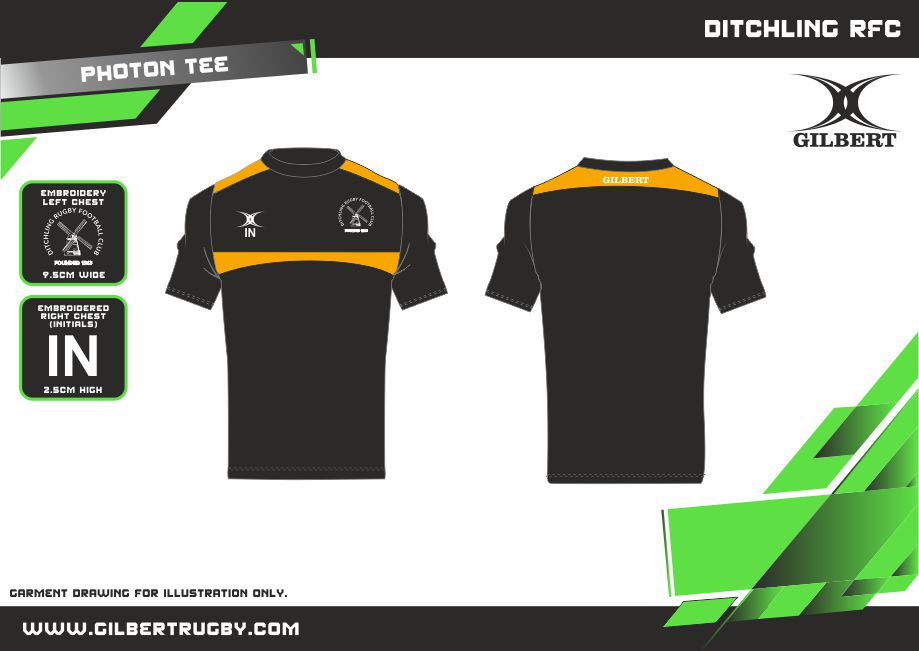 gilbert-rugby-ditchling-rfc-photon-t-shirt-bambino-nero-oro image 2