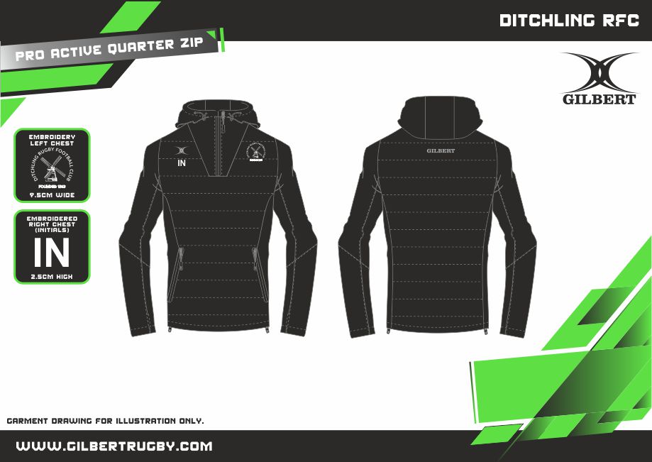 gilbert-rugby-pro-felpa-quarter-zip-uomo-ditchling-rfc-nero image 2