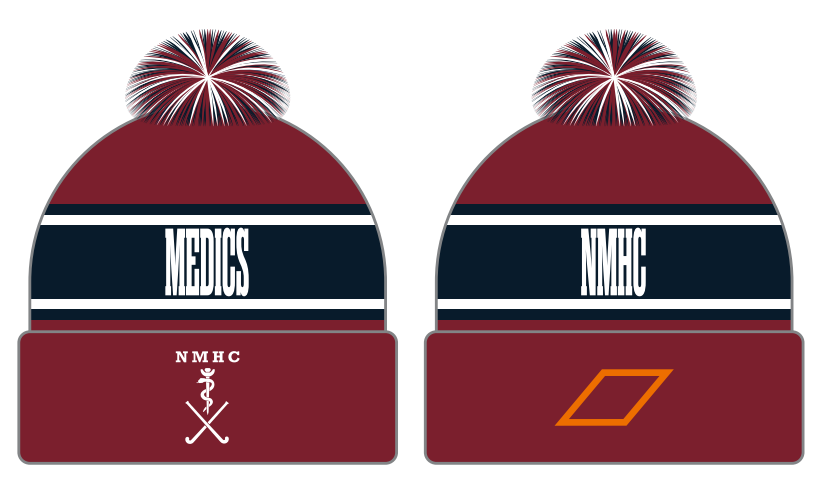 grays-newcastle-medics-hc-berretto-con-pon-pon-senior-bordeaux-blu-navy image 2