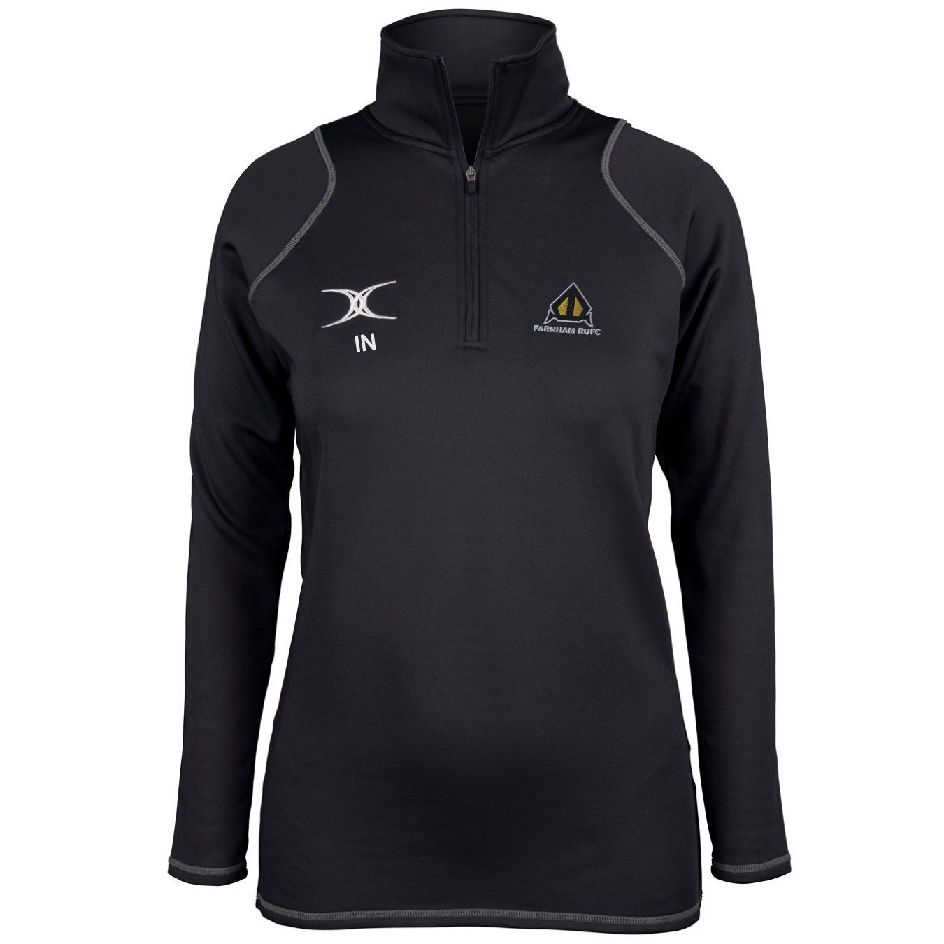 gilbert-rugby-farnham-rufc-quest-pile-donna-1-4-zip-nero image 1
