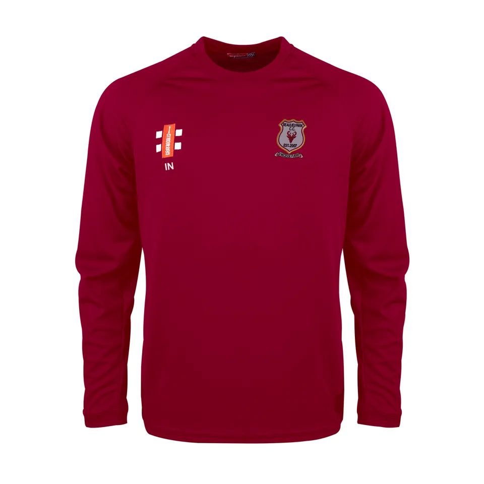 gray-nicolls-beaulieu-park-cc-junior-matrix-v2-t-shirt-manica-lunga-maroon image 1