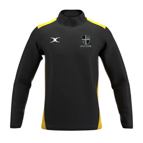 gilbert-rugby-portsmouth-rfc-junior-atom-top-warm-up-nero-oro image 1
