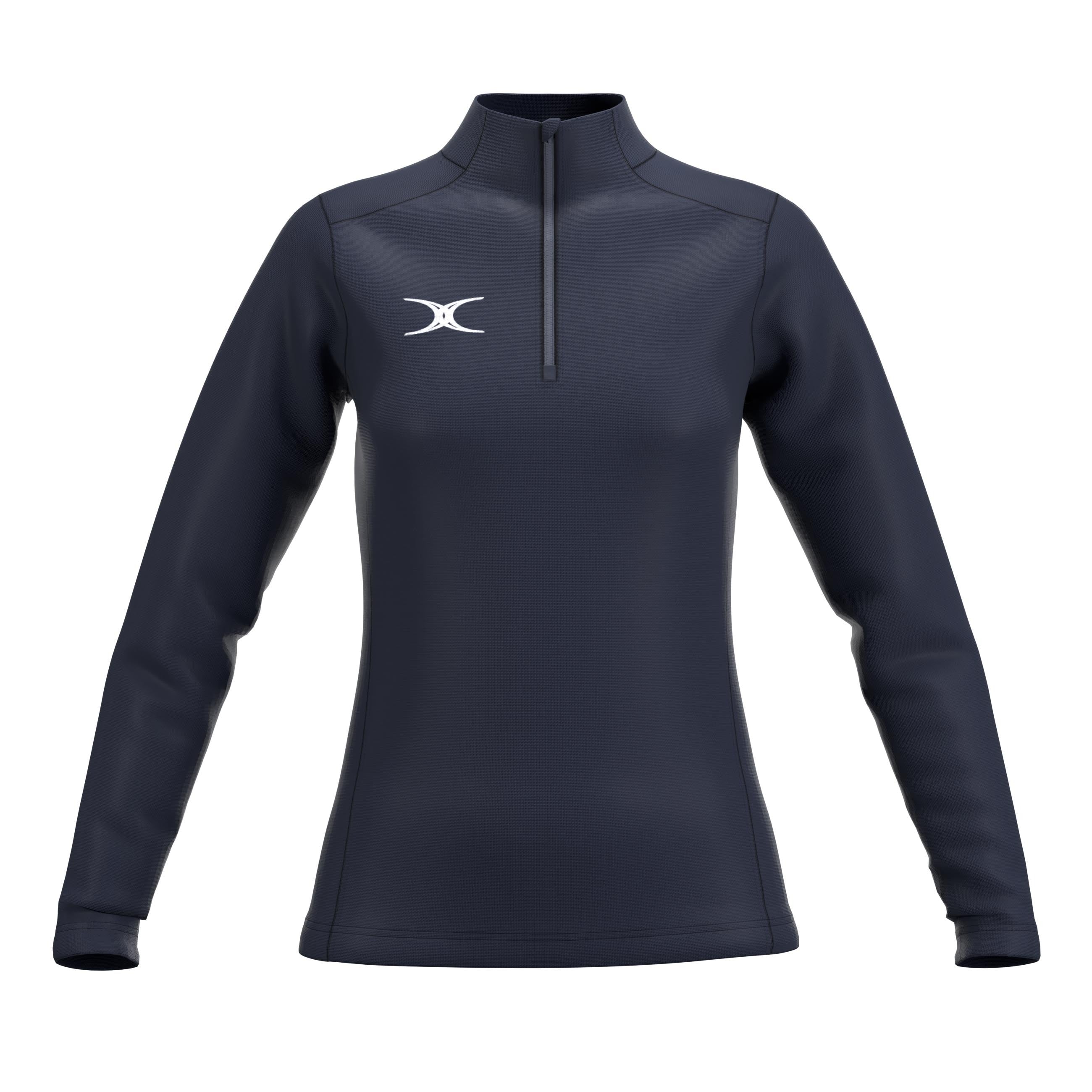 gilbert-rugby-atom-felpa-1-4-zip-donna-nero-e-blu-navy image 7