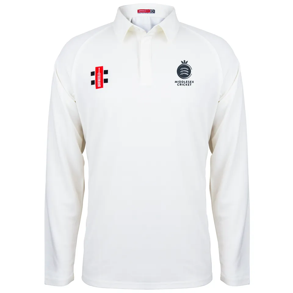 gray-nicolls-middlesex-cag-matrix-v2-camicia-cricket-junior-manica-lunga-avorio image 1