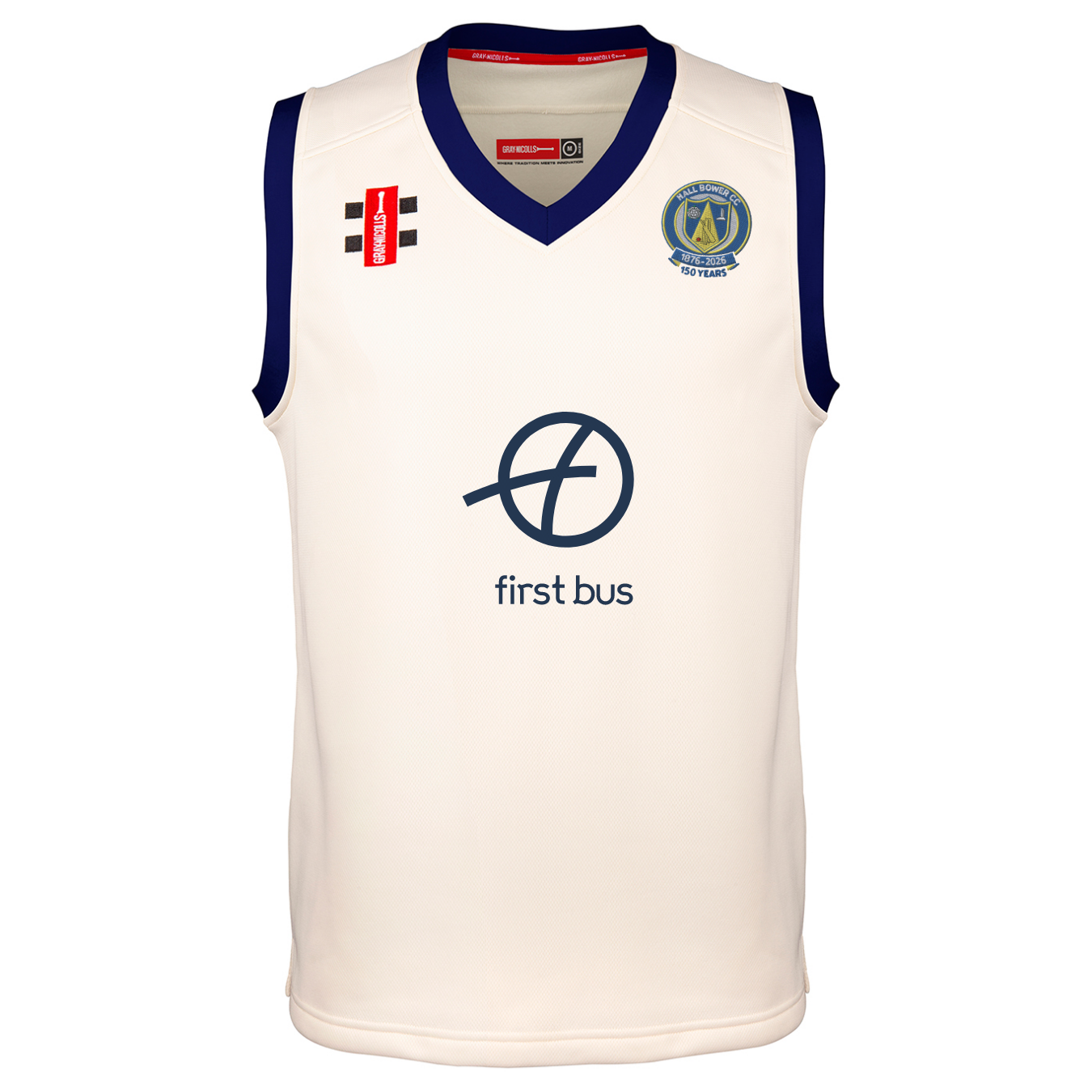 gray-nicolls-hall-bower-cc-junior-pro-performance-slipover-avorio-navy image 1
