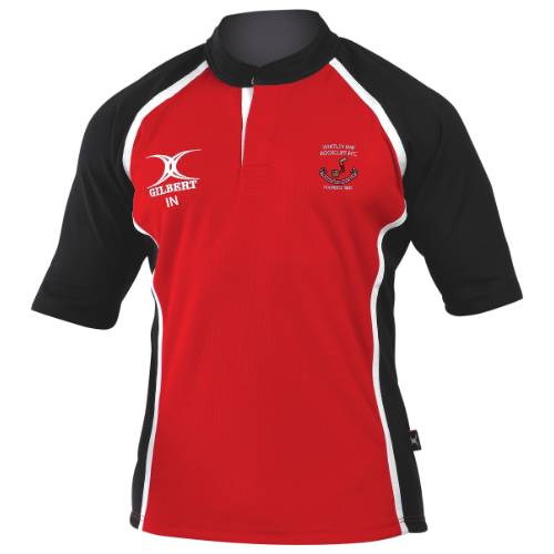 gilbert-rugby-whitley-bay-rockcliff-rfc-xact-ii-maglia-bambino-rosso-nero image 1