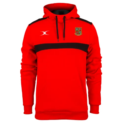 gilbert-rugby-photon-felpa-cappuccio-uomo-rosso-nero-new-tredegar-rfc image 1
