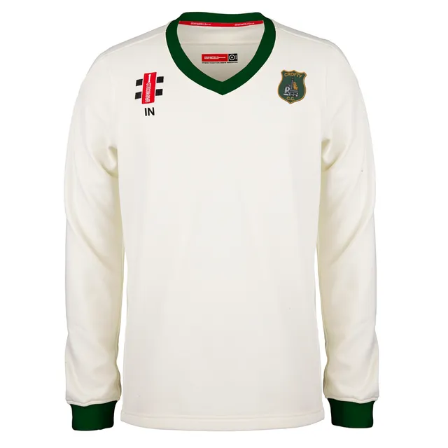 gray-nicolls-crofty-holman-cc-pro-performance-maglione-match-junior-avorio-verde image 1