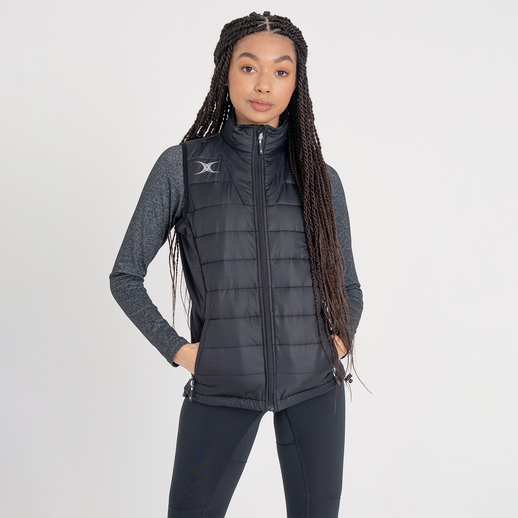 gilbert-rugby-pro-gilet-bodywarmer-rugby-donna-nero-blu-navy image 1