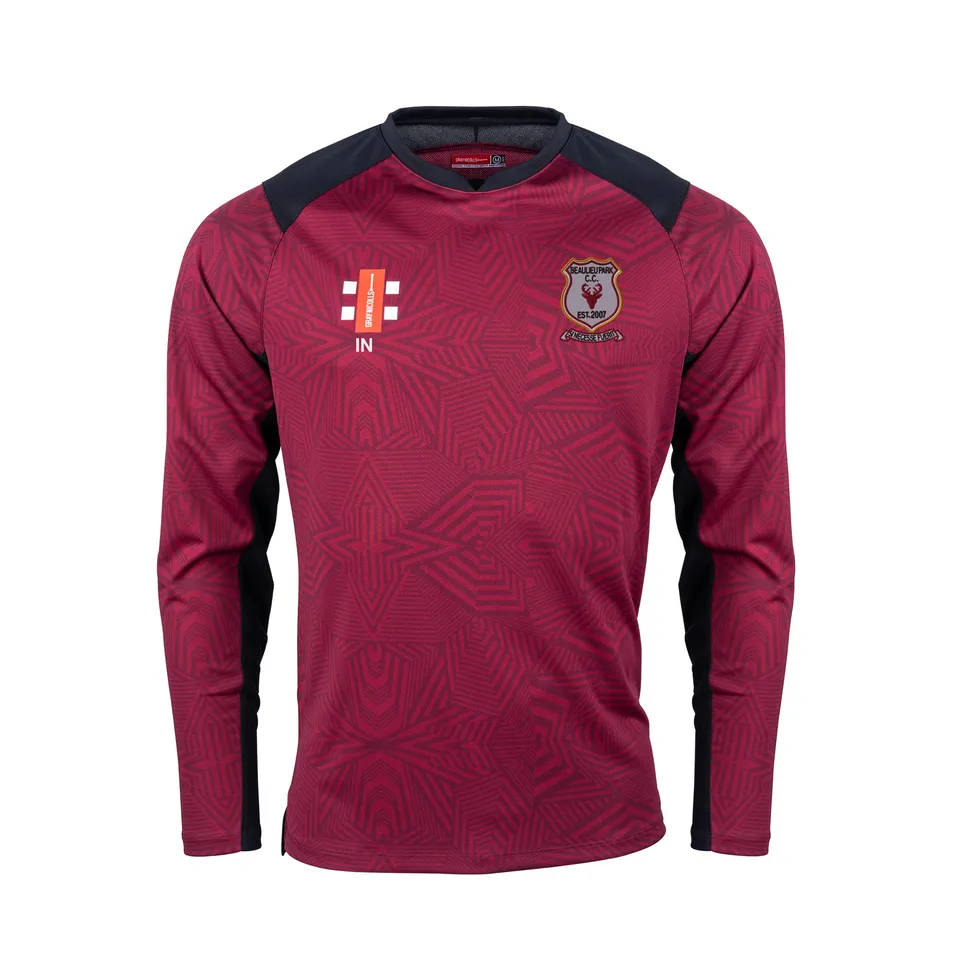gray-nicolls-beaulieu-park-cc-pro-t20-maglia-manica-lunga-junior-bordeaux-nero image 1