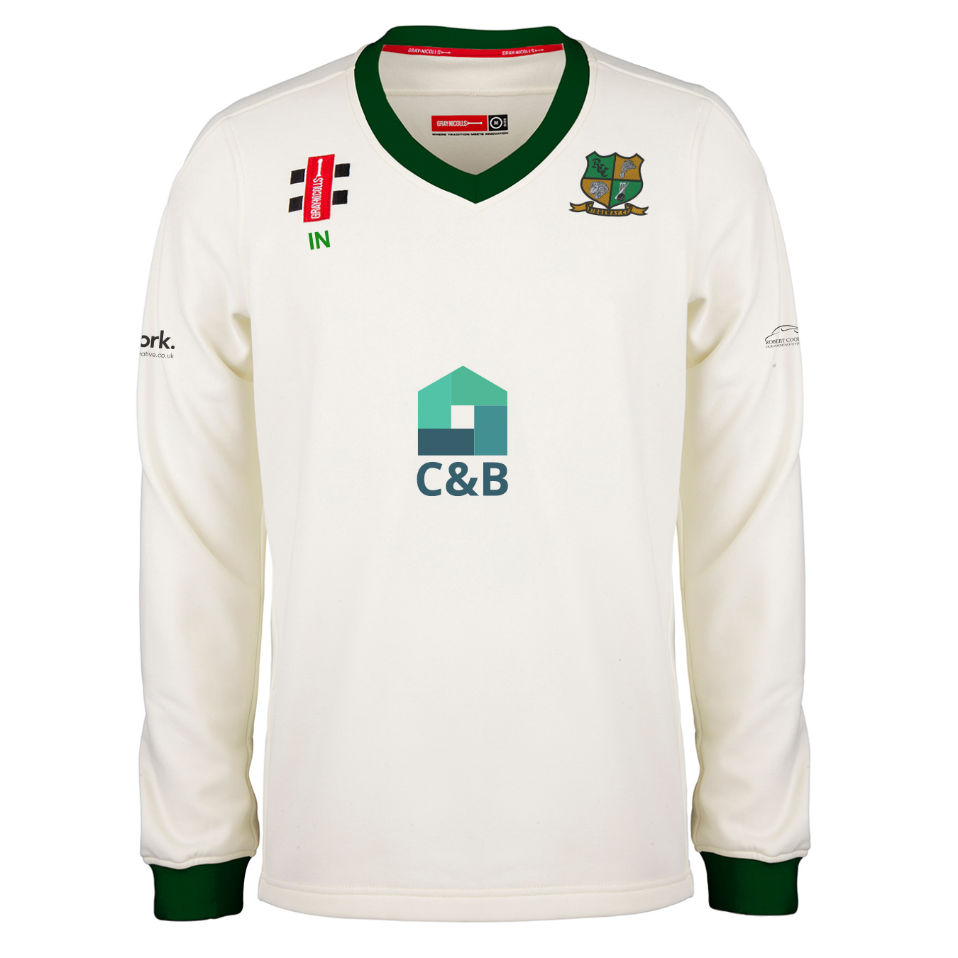 gray-nicolls-pro-performance-maglione-cricket-match-senior-avorio-verde-ridgeway image 1