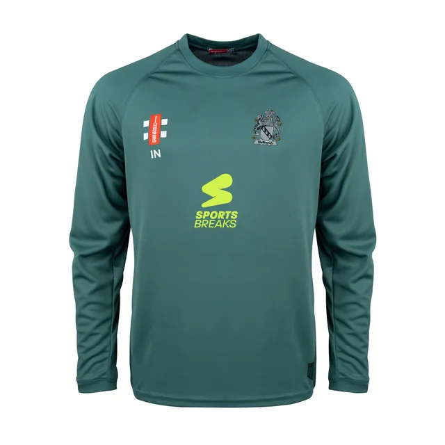 gray-nicolls-shelley-cricket-club-senior-t-shirt-matrix-v2-manica-lunga-verde image 1