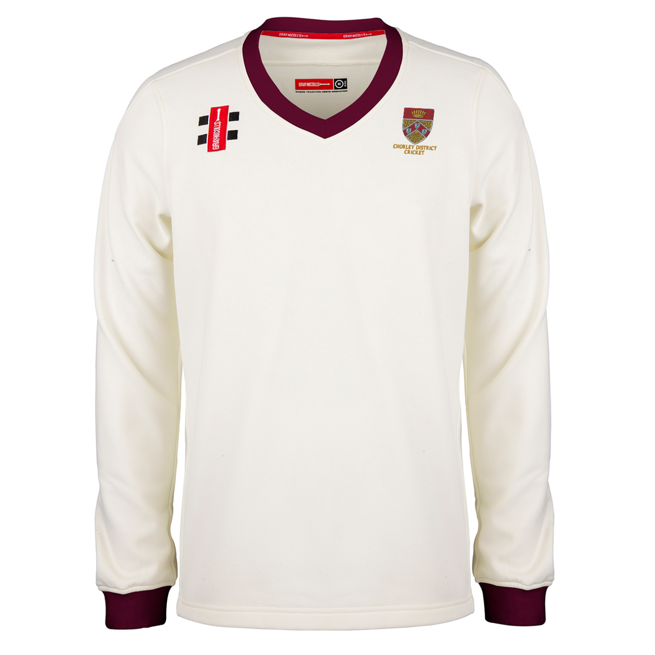 gray-nicolls-chorley-district-cc-pro-performance-maglione-match-junior-avorio-bo image 1