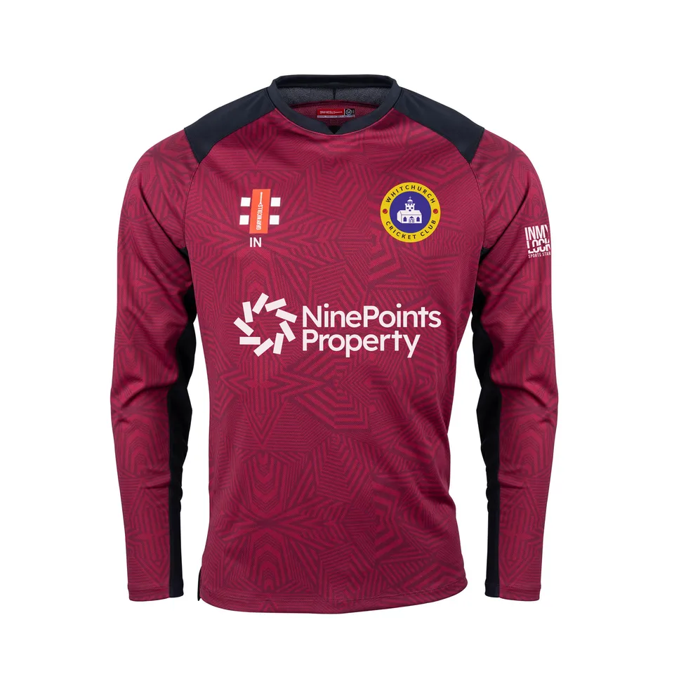 gray-nicolls-whitchurch-cc-pro-performance-v2-t20-manica-lunga-senior-bordeaux-n image 1