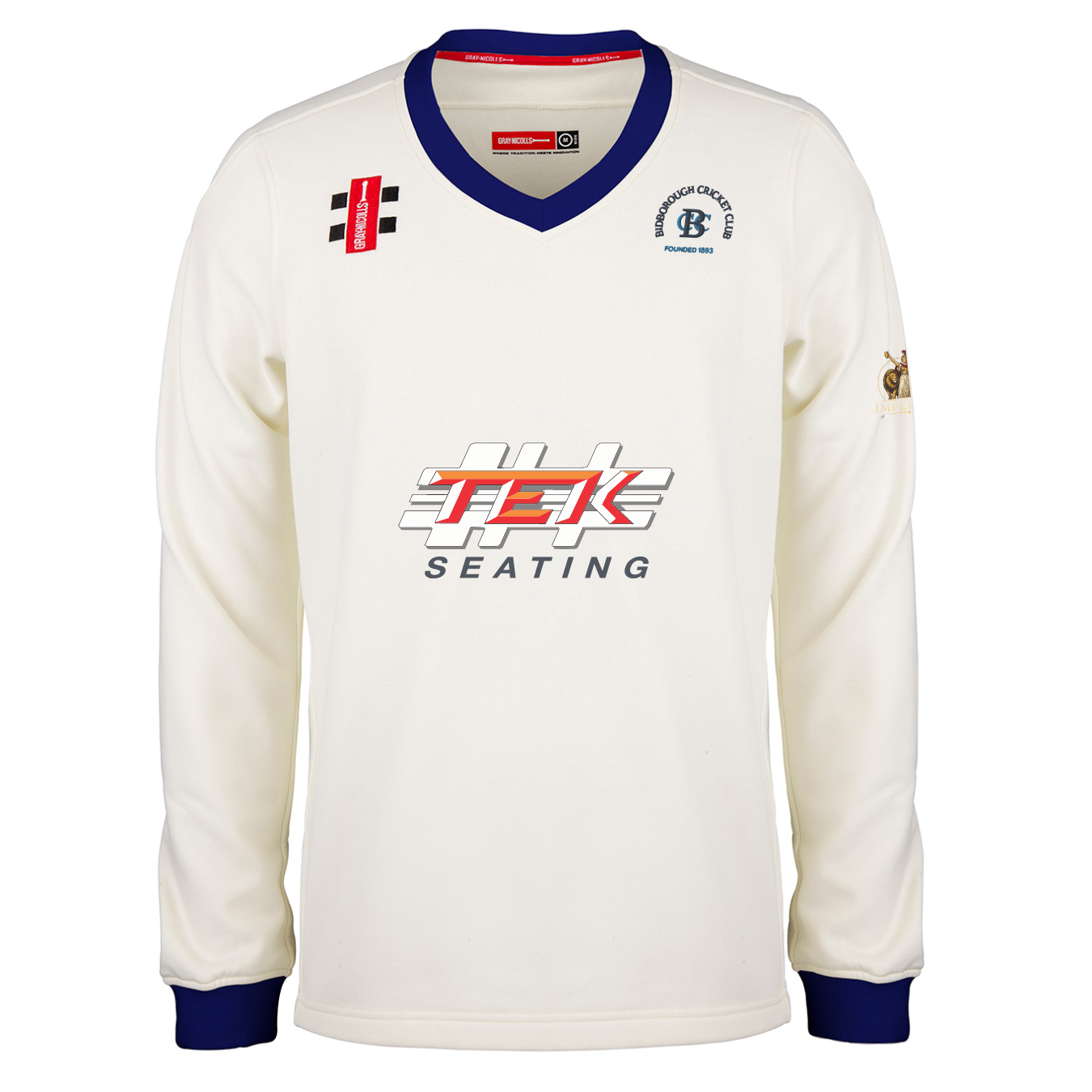 gray-nicolls-bidborough-cc-adult-pro-performance-maglione-cricket-avorio-navy image 1