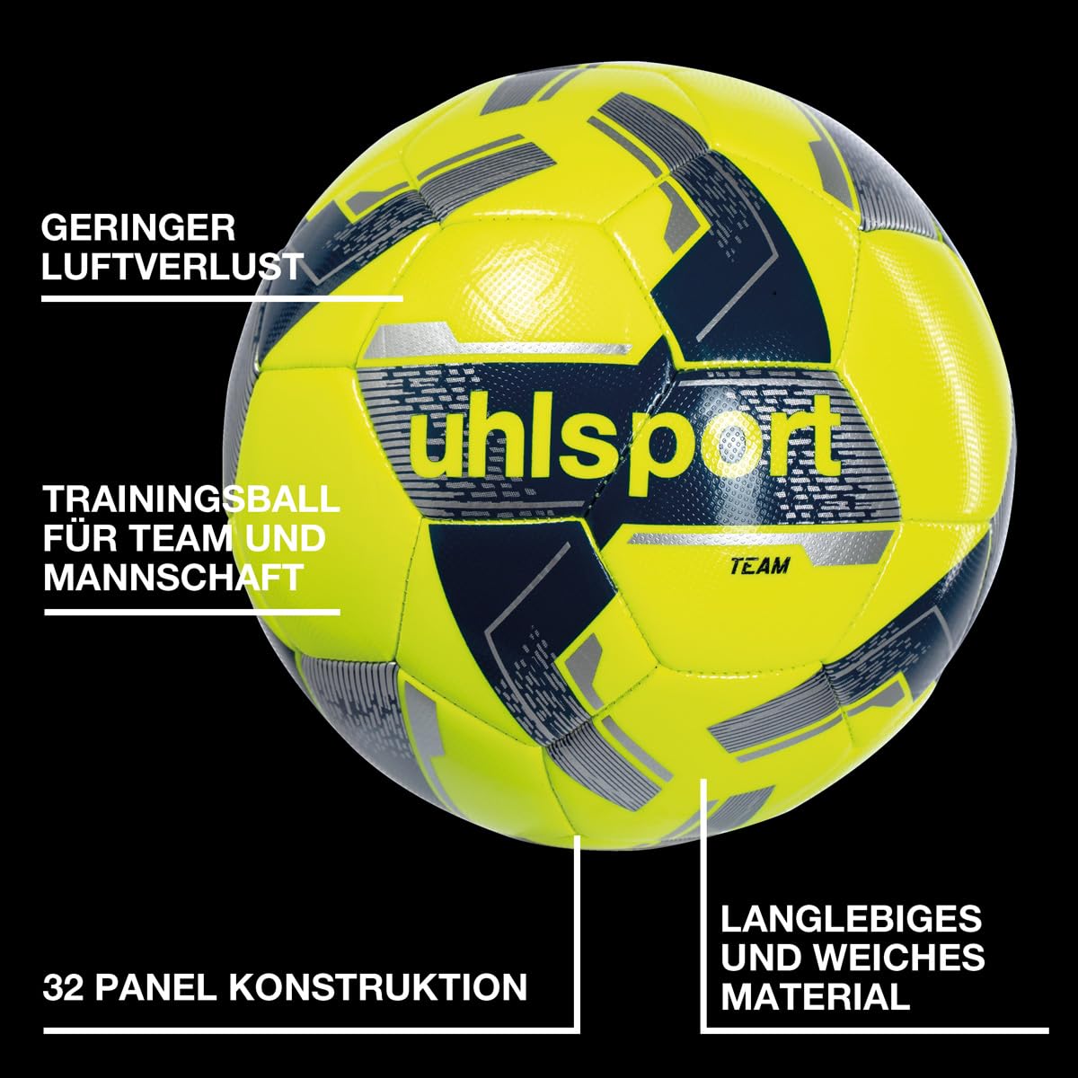 uhlsport-team-pallone-calcio-allenamento-misura-5-giallo-argento image 3