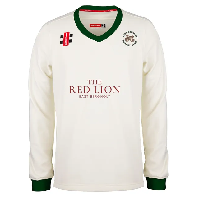 gray-nicolls-east-bergholt-cc-maglione-gara-bambino-avorio-verde-pro-performance image 1