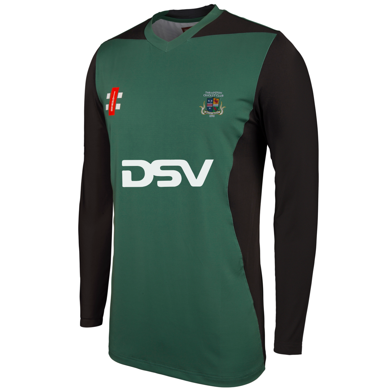 gray-nicolls-thrapston-cc-adult-pro-performance-t2-maglia-manica-lunga-verde-ner image 1