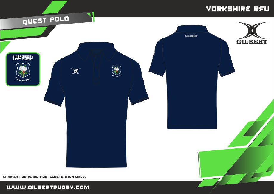 gilbert-rugby-yorkshire-rfu-supporters-quest-polo-bambino-blu-navy-scuro image 2