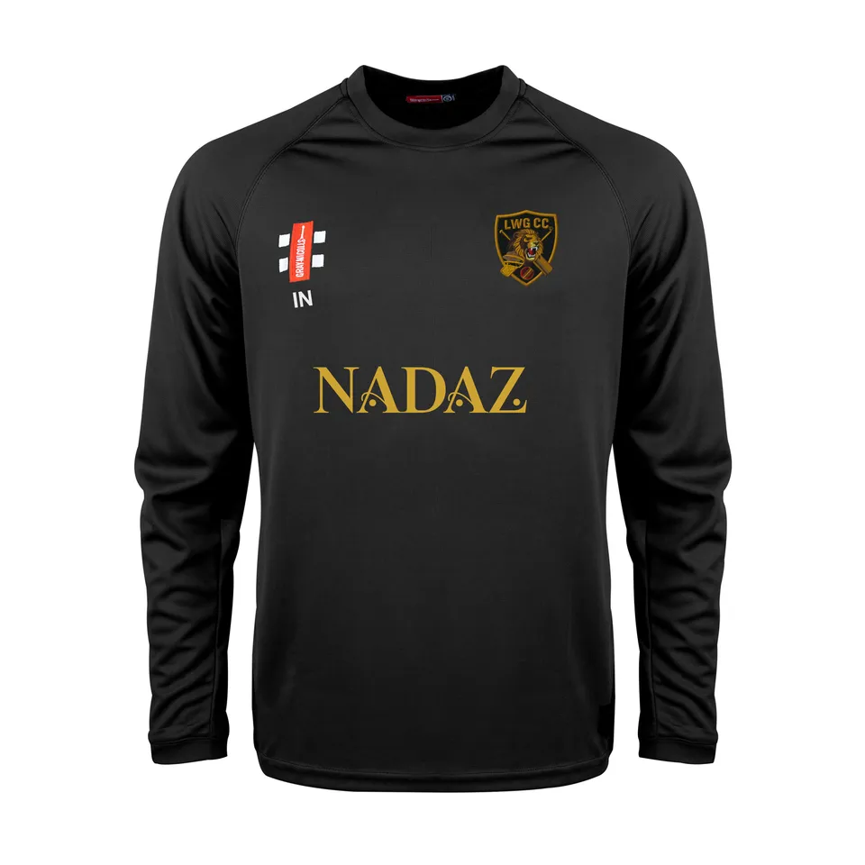 gray-nicolls-matrix-v2-t-shirt-cricket-manica-lunga-senior-nero image 1