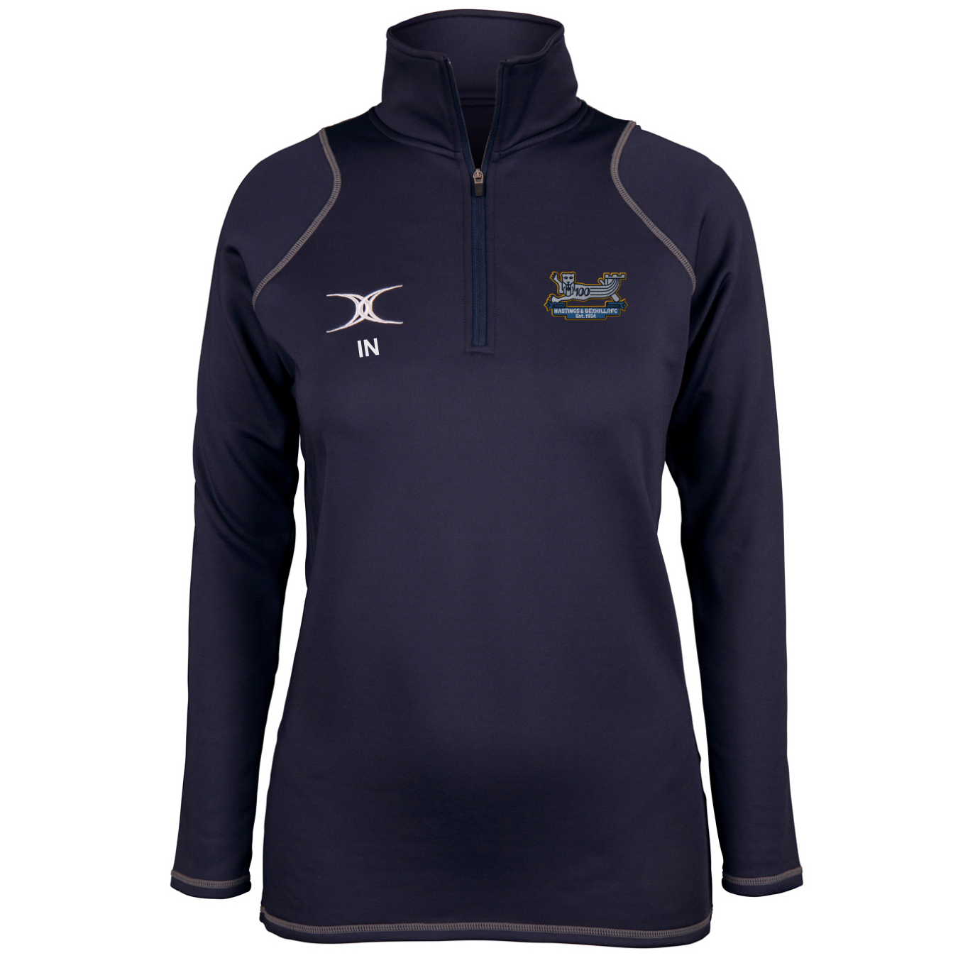 gilbert-rugby-hastings-bexhill-rfc-quest-pile-1-4-zip-donna-blu-navy image 1