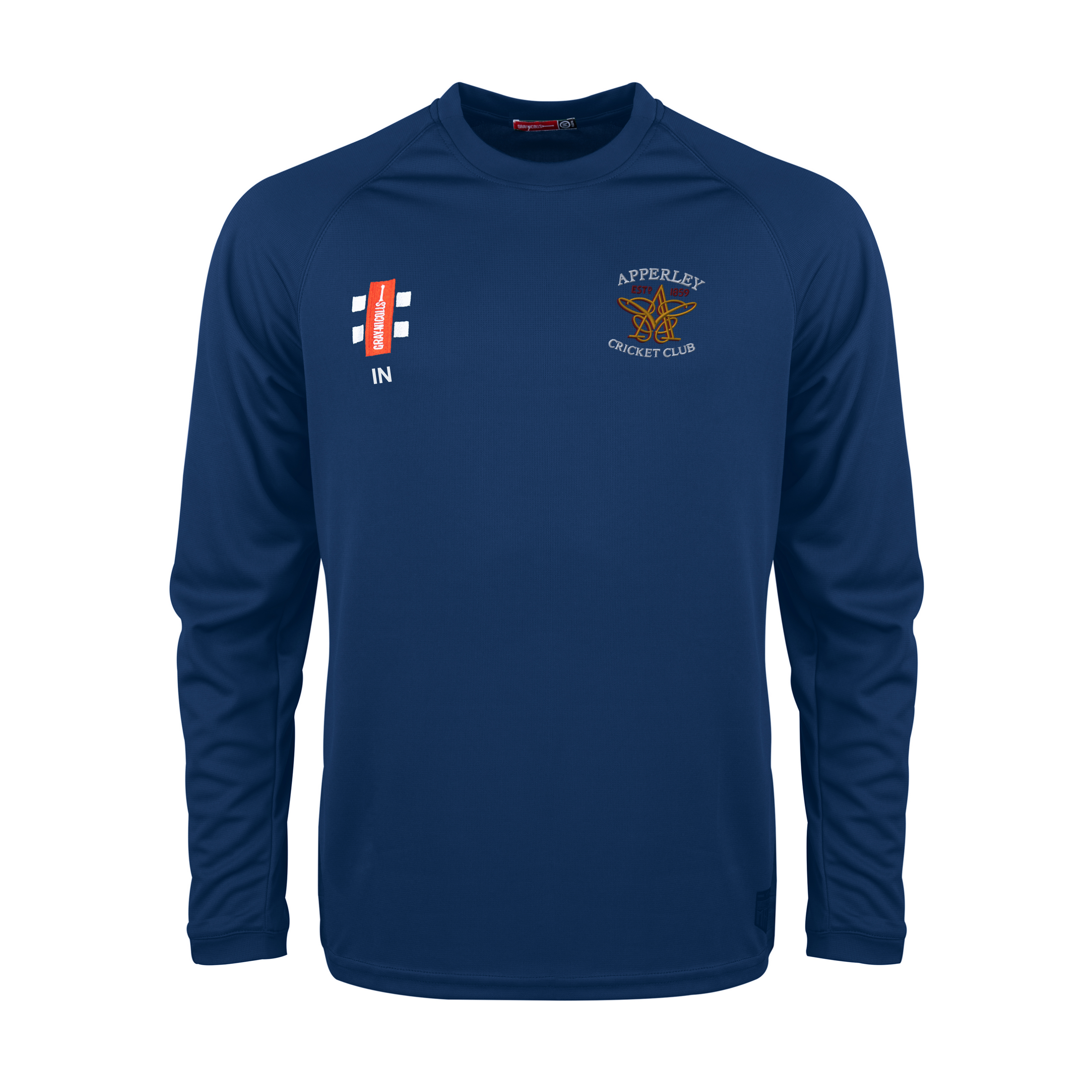gray-nicolls-matrix-v2-tee-manica-lunga-senior-apperley-cc-navy image 1