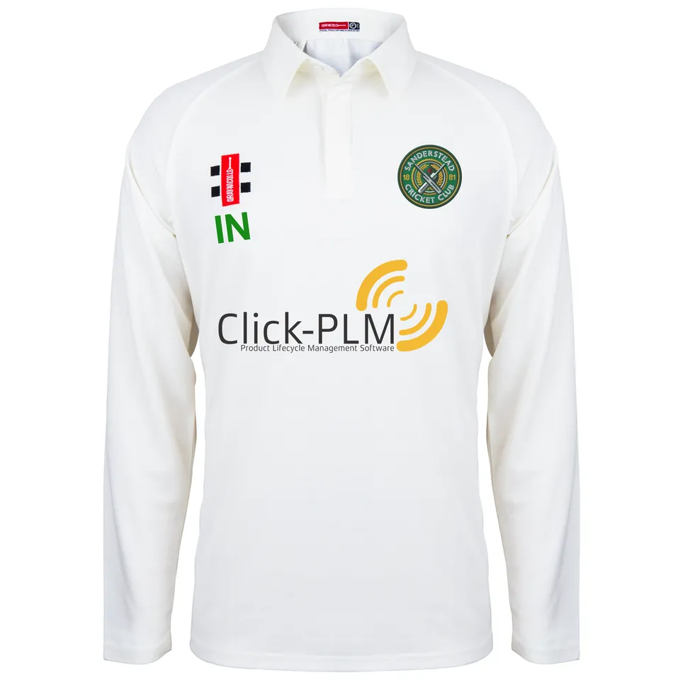 gray-nicolls-sanderstead-cc-senior-matrix-v2-l-s-shirt-ivory-maglia-cricket-mani image 1