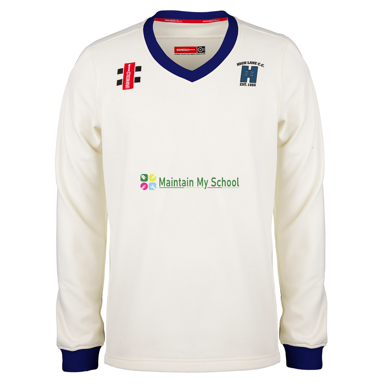 gray-nicolls-high-lane-c-c-junior-maglione-cricket-match-avorio-navy-solo-junior image 1