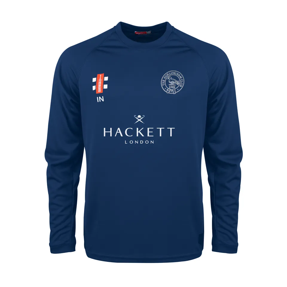 gray-nicolls-hurlingham-cc-senior-navy-matrix-v2-l-s-tee-maglia-manica-lunga image 1