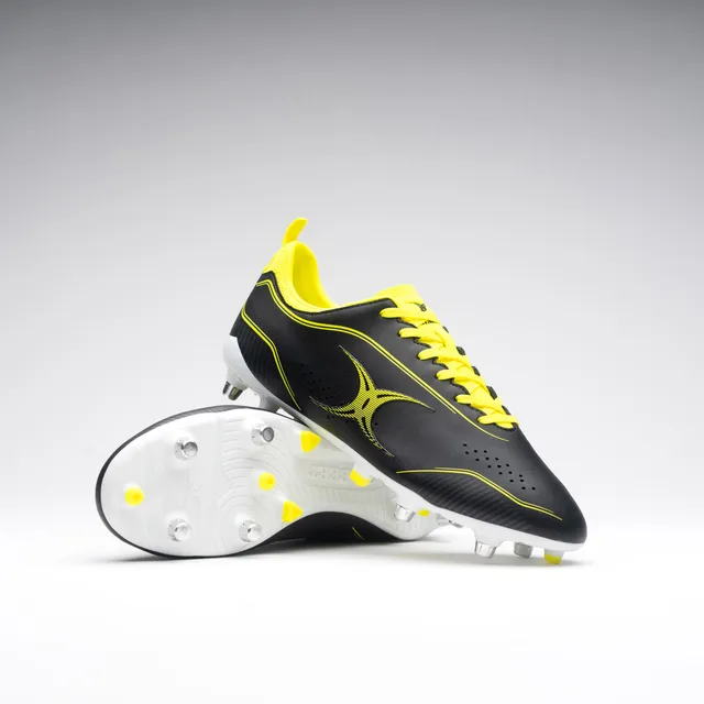 gilbert-rugby-cage-torq-6s-scarpe-rugby-junior-nero-giallo-fluo image 1
