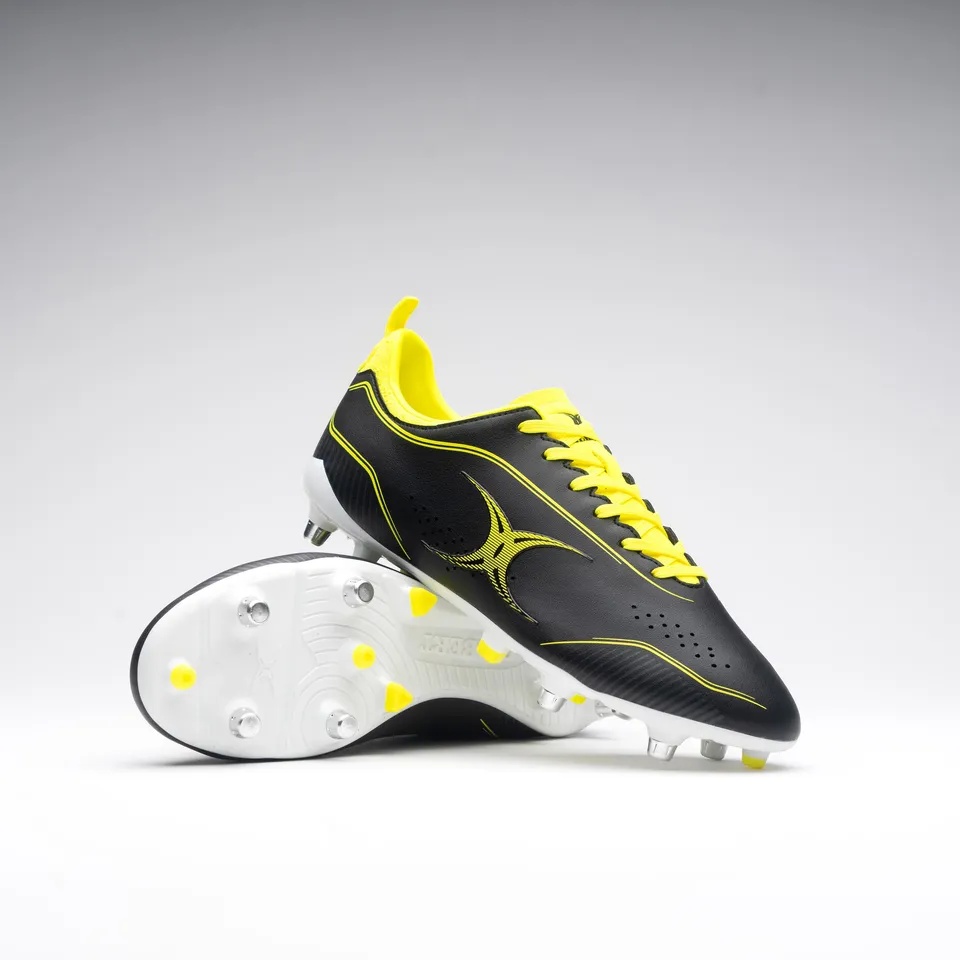 gilbert-rugby-cage-torq-6s-scarpe-rugby-junior-nero-giallo-fluo image 1