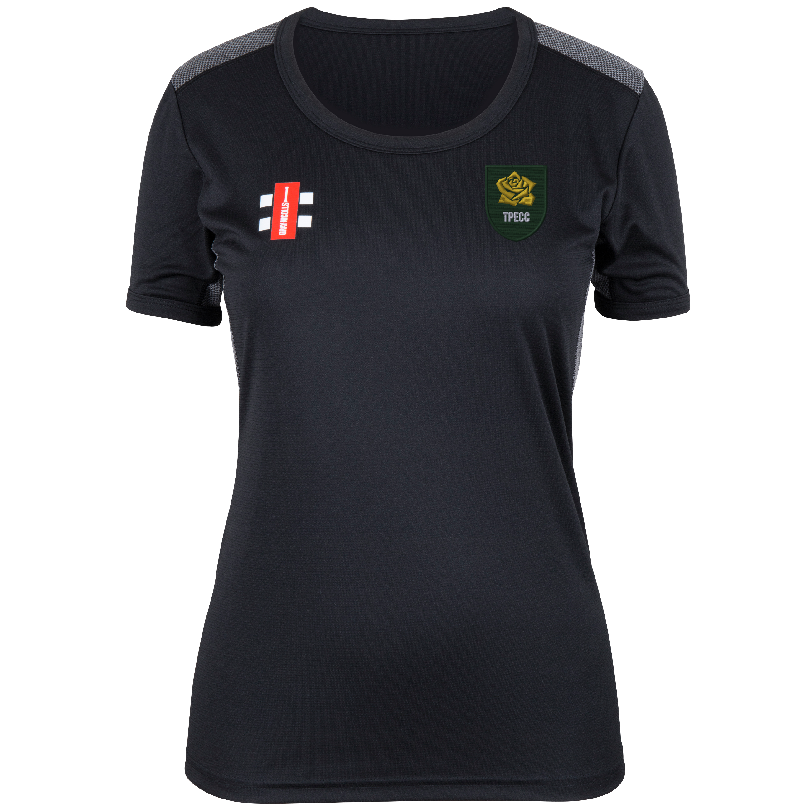 gray-nicolls-tong-park-esholt-cc-donna-t-shirt-pro-performance-manica-corta-nera image 1