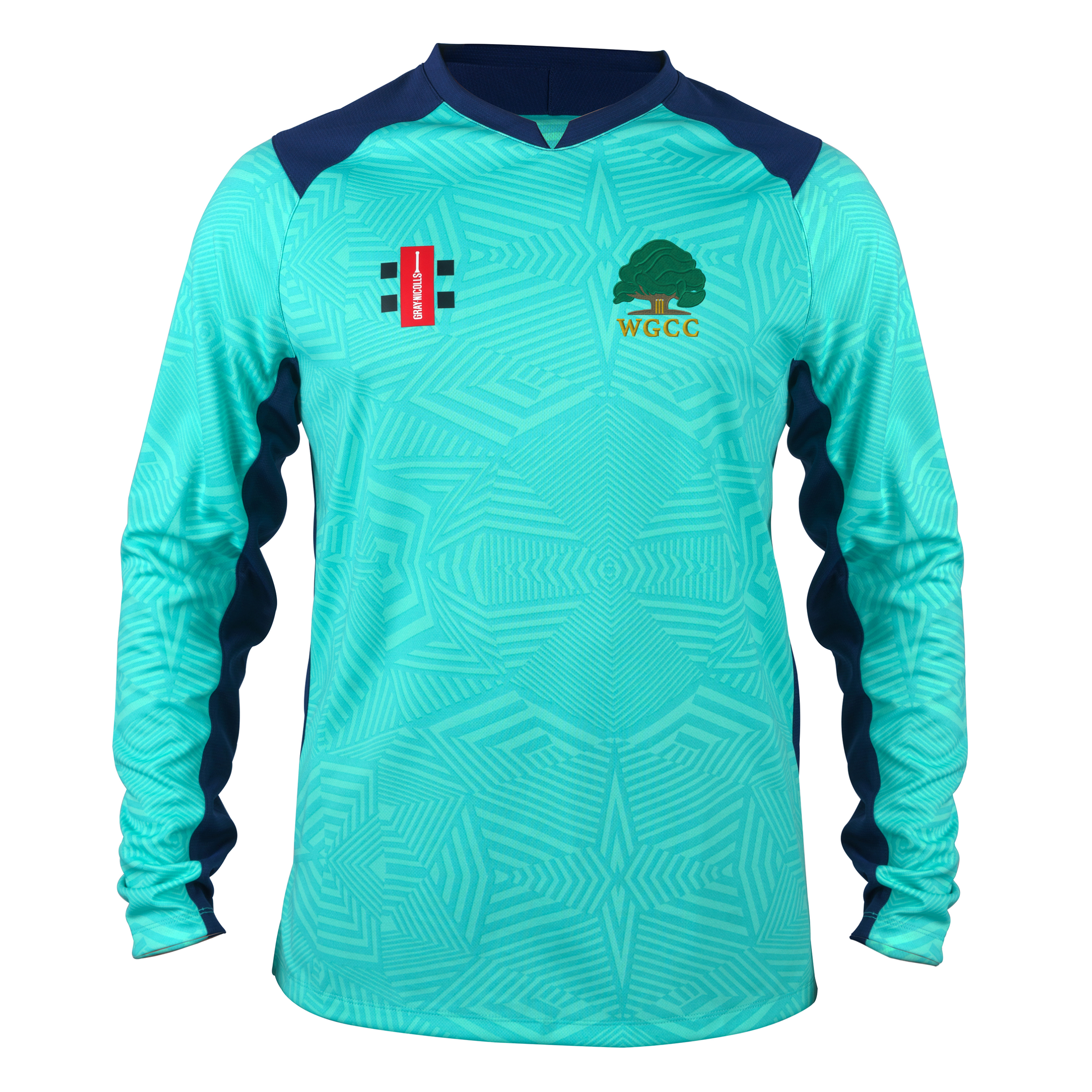 gray-nicolls-wisborough-green-cc-senior-pro-t20-maglia-manica-lunga-aqua-navy image 1