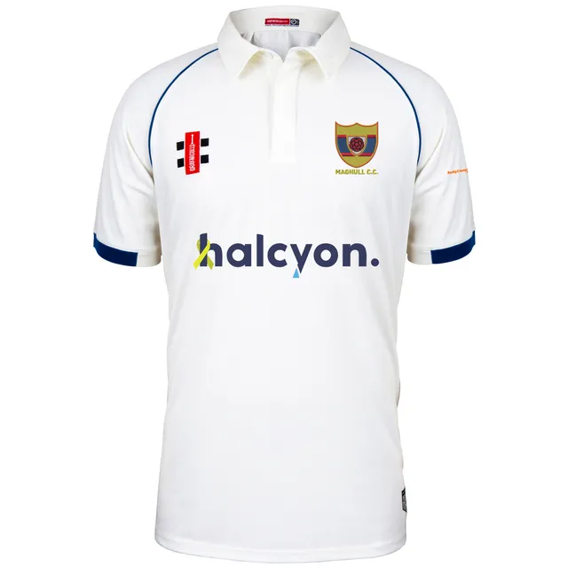 gray-nicolls-maghull-cc-matrix-v2-maglia-cricket-manica-corta-junior-ivory-navy image 1