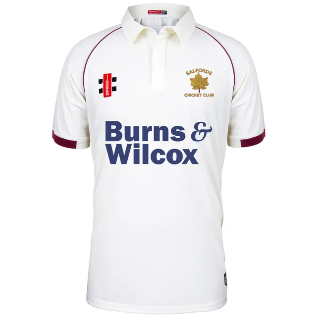 gray-nicolls-matrix-v2-maglia-cricket-s-s-salfords-cc-senior-avorio-bordeaux image 1