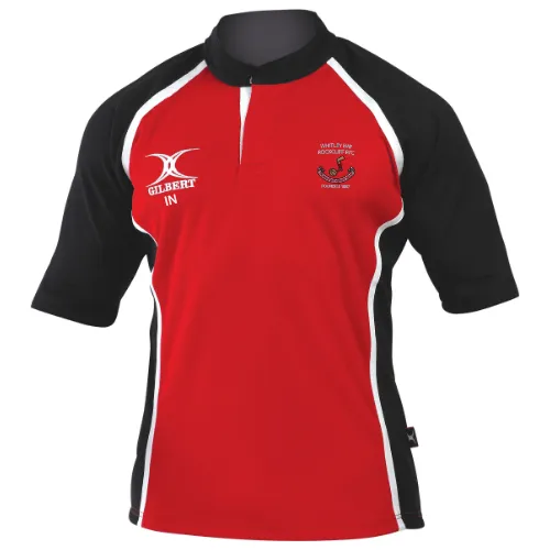 gilbert-rugby-whitley-bay-rockcliff-rfc-xact-ii-maglia-bambino-rosso-nero image 1